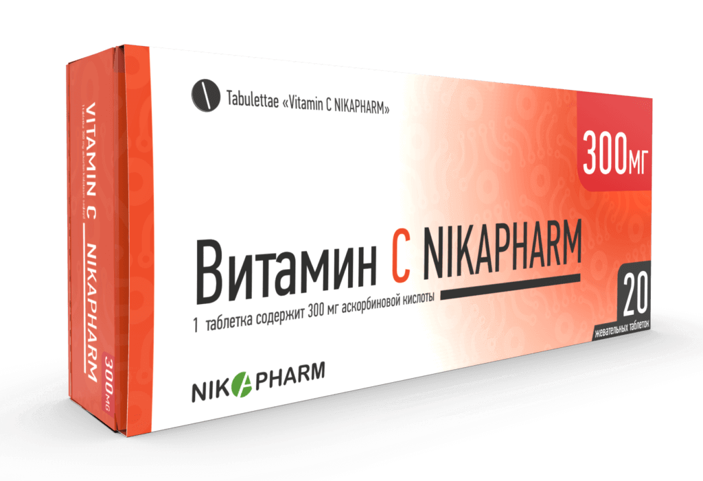 ВИТАМИН С NIKAPHARM таблетки жевательные 300мг N20
