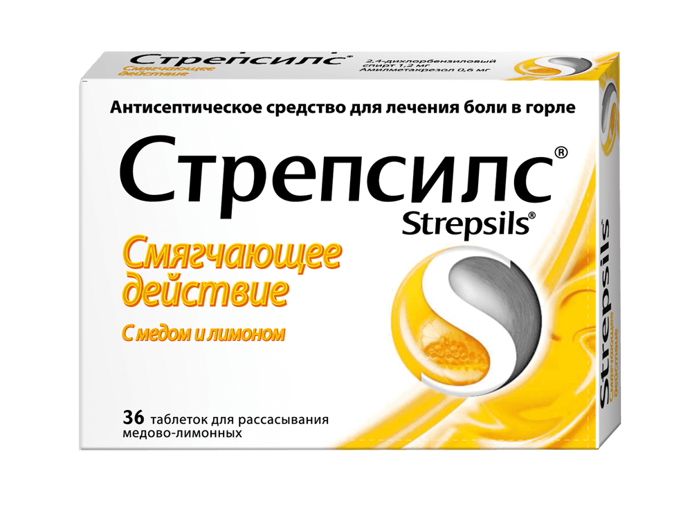 СТРЕПСИЛС таблетки со вкусом меда и лимона N36