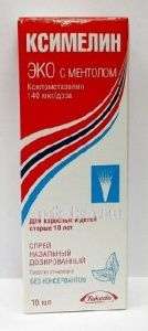КСИМЕЛИН ЭКО С спрей назальный со вкусом ментола 10 мл 140мкг