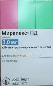 МИРАПЕКС ПД 0,003 таблетки N30