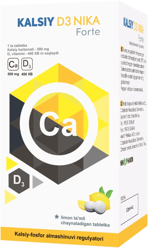 KALSIY D3 NIKA FORTE tabletkalari so vkusom limona N60