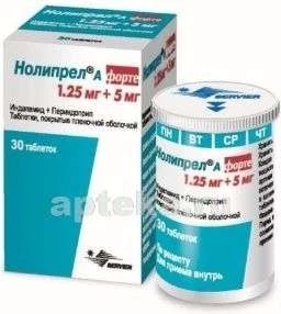 НОЛИПРЕЛ А ФОРТЕ 0,00125+0,005 таблетки N30